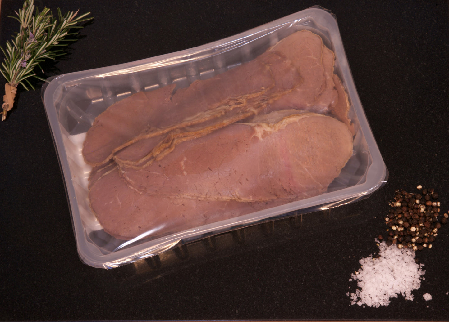 500g cooked sliced roast beef in tray from Salvatori Butchers Kent